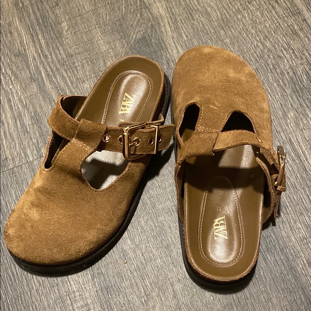 Zara Brown Suede Women's Sandals